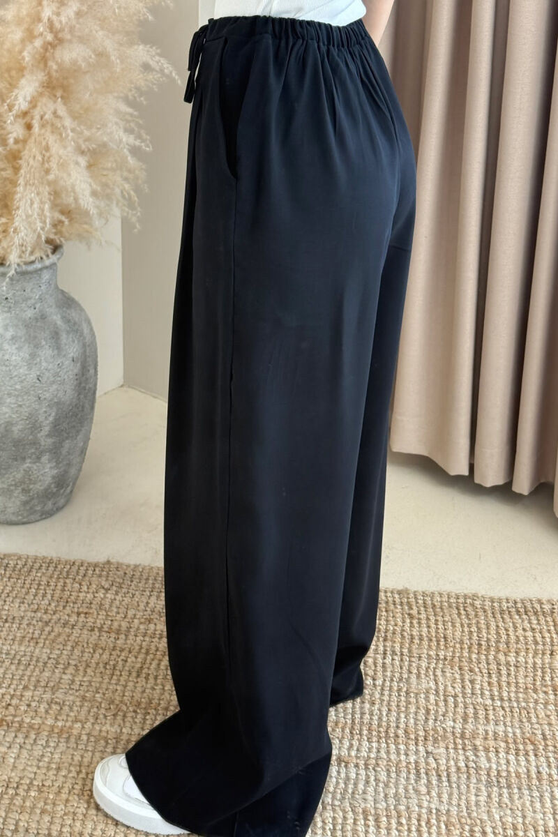 SEMI ELASTIC WAIST LACINGS WOMEN TROUSERS BLACK/ E ZEZE - 4