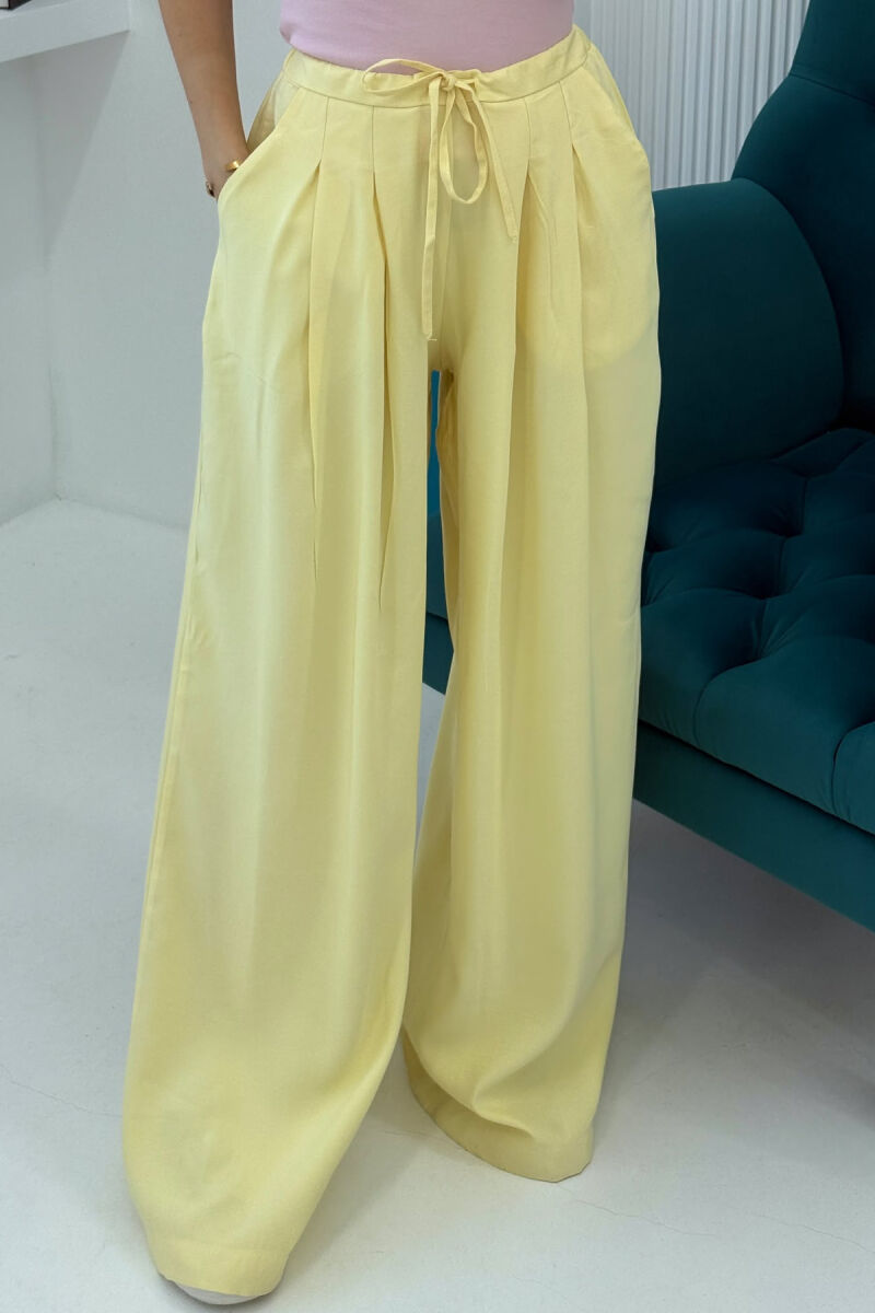 SEMI ELASTIC WAIST LACINGS WOMEN TROUSERS YELLOW/E VERDHE - 3