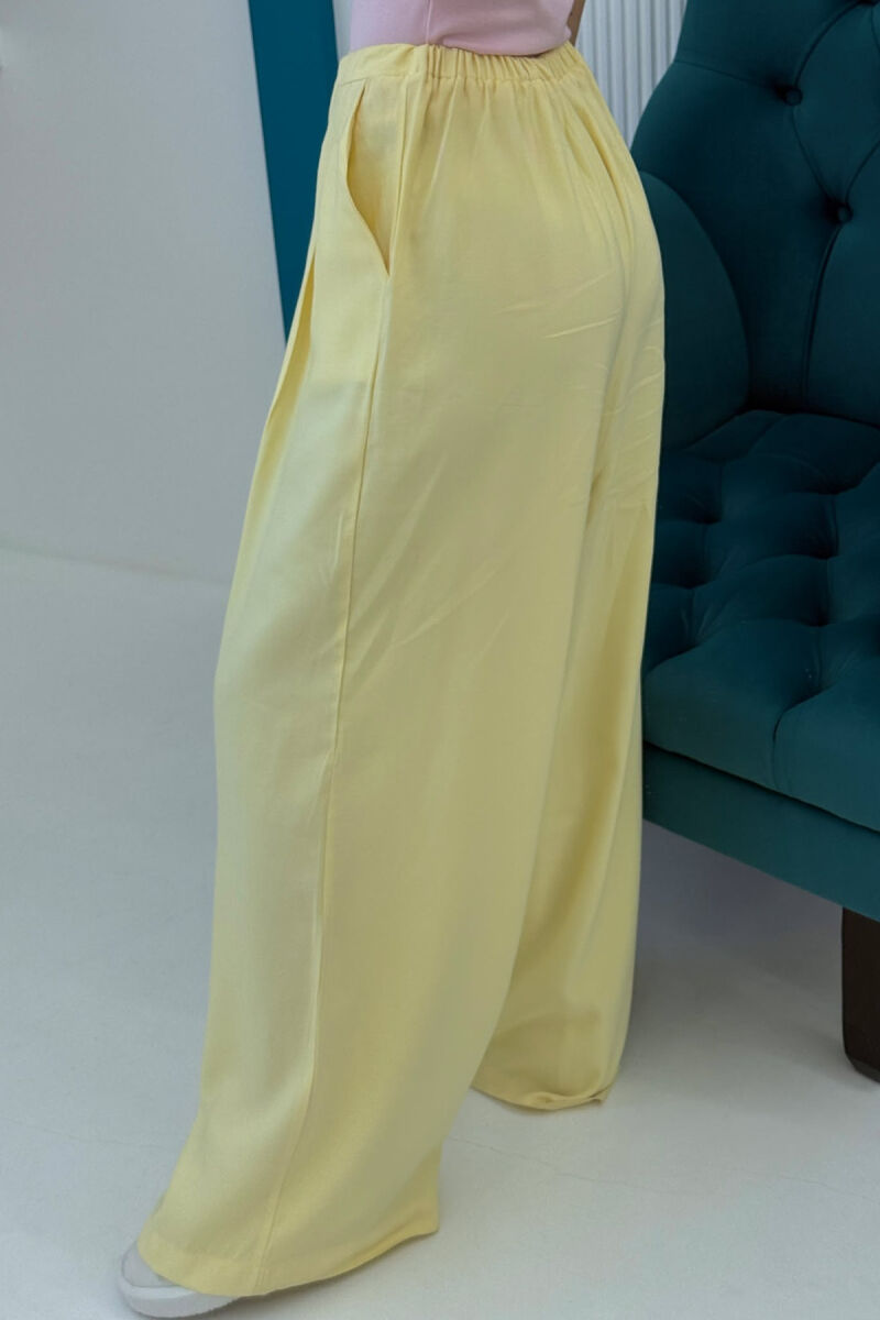 SEMI ELASTIC WAIST LACINGS WOMEN TROUSERS YELLOW/E VERDHE - 4