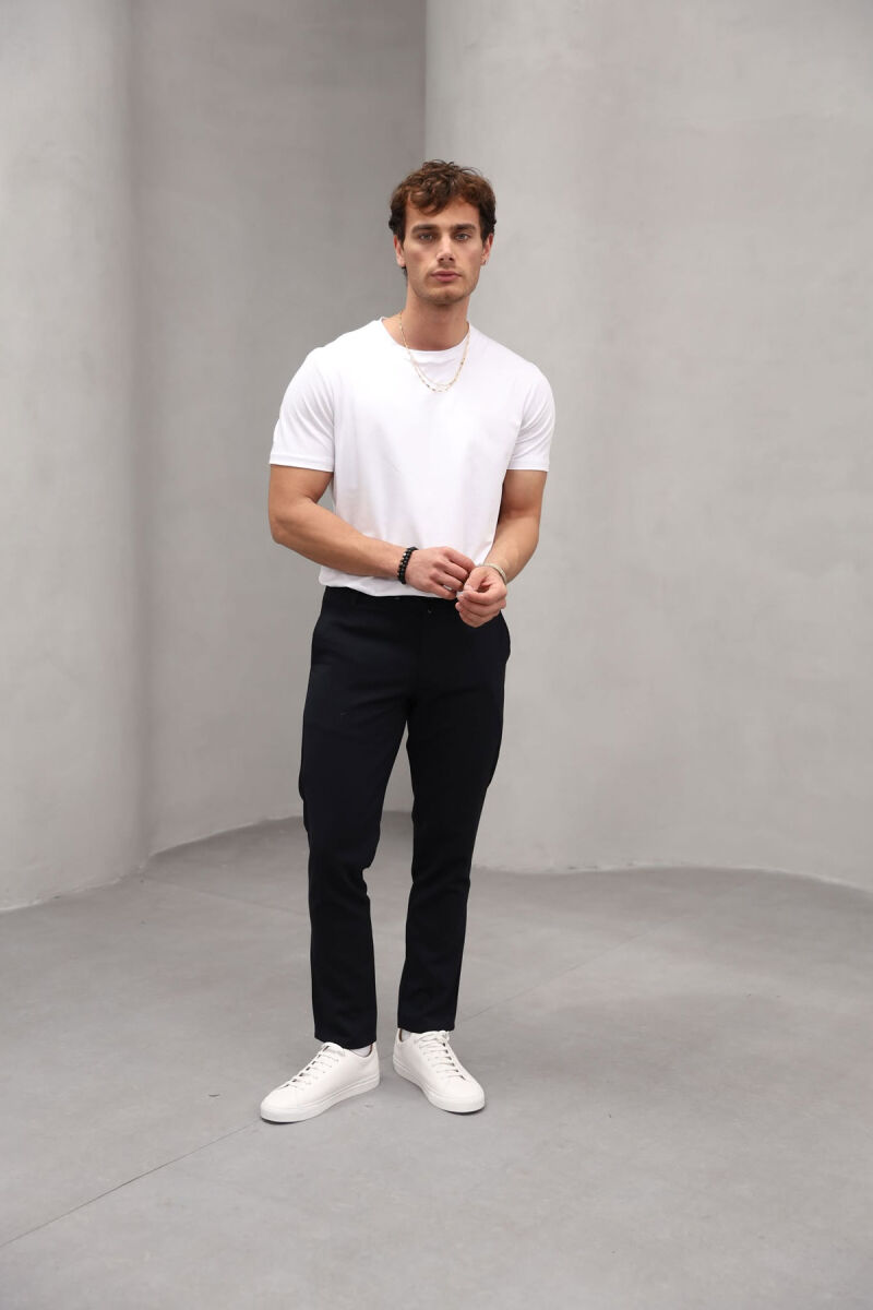 SEMI ELASTIC WAIST ONE COLOR MEN PANTS BLACK/ E ZEZE - 6