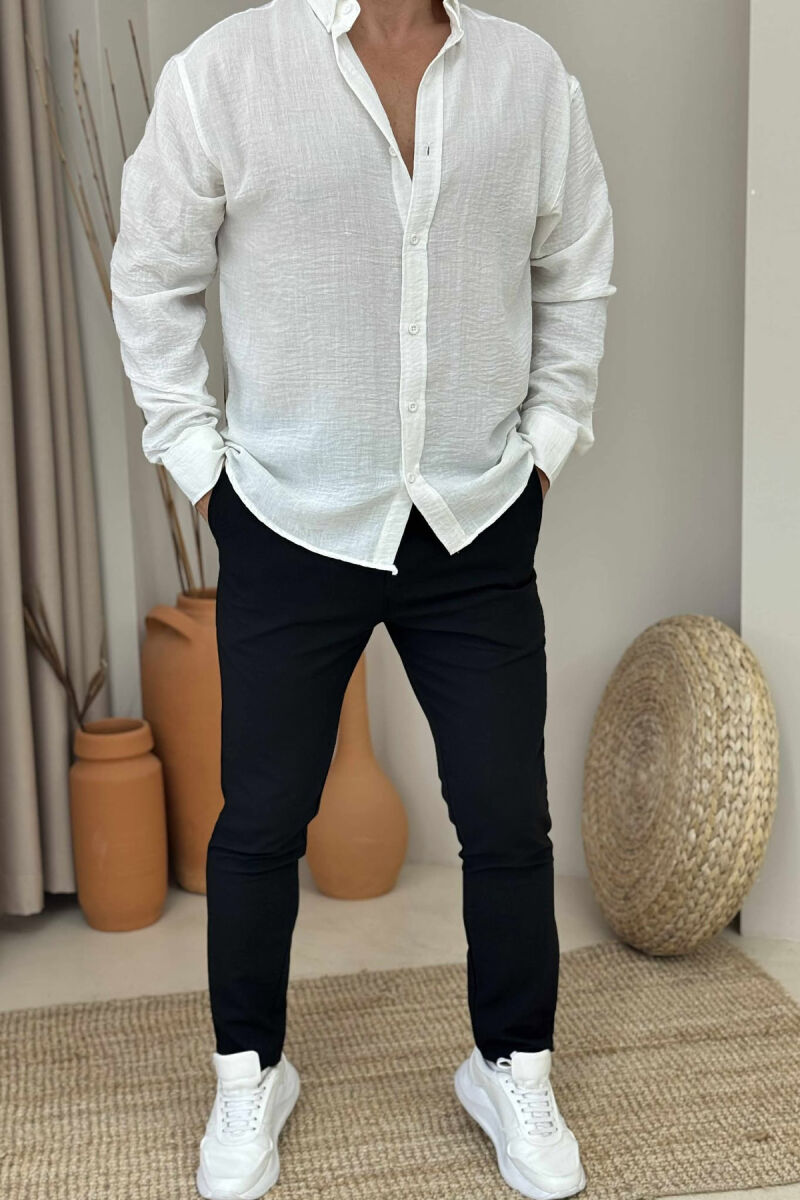 SEMI ELASTIC WAIST ONE COLOR MEN PANTS BLACK/ E ZEZE - 1