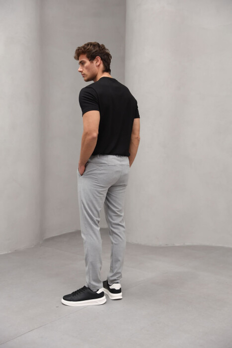 SEMI ELASTIC WAIST ONE COLOR MEN PANTS LIGHT GREY/GZ - 2