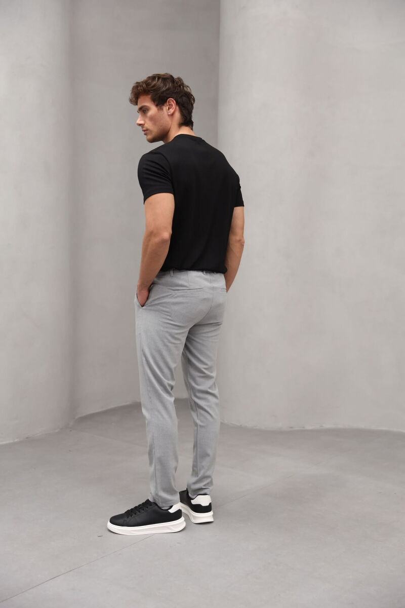 SEMI ELASTIC WAIST ONE COLOR MEN PANTS LIGHT GREY/GZ - 2