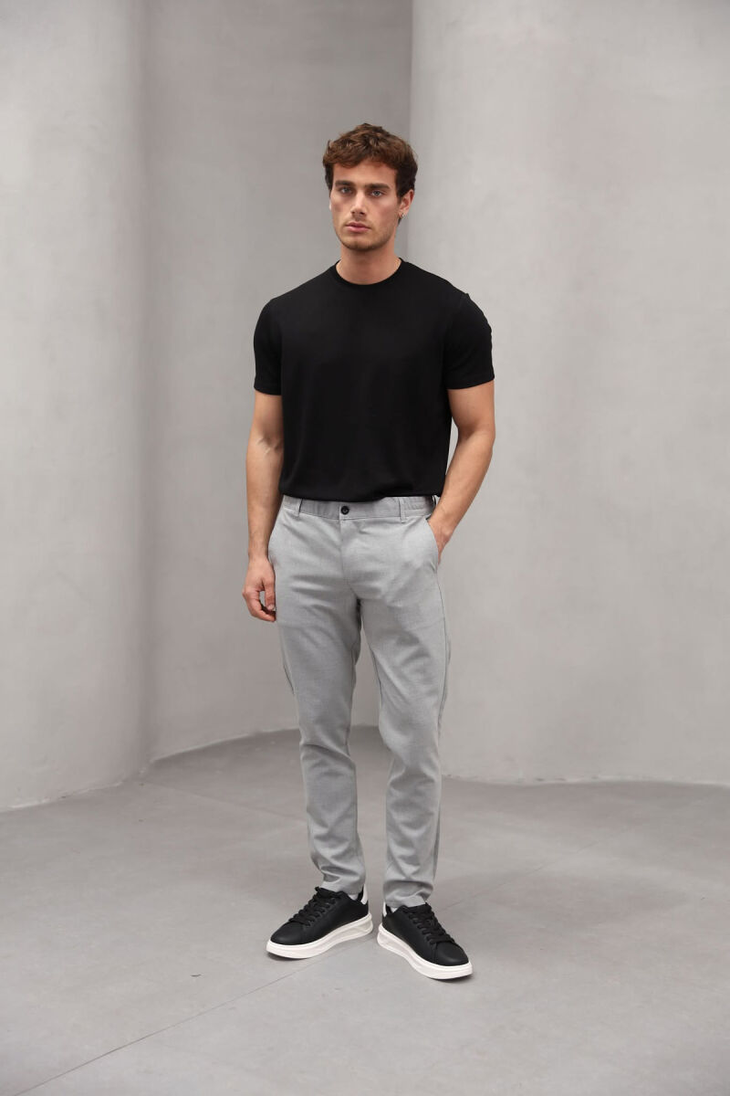 SEMI ELASTIC WAIST ONE COLOR MEN PANTS LIGHT GREY/GZ - 3