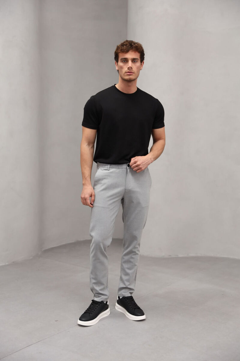 SEMI ELASTIC WAIST ONE COLOR MEN PANTS LIGHT GREY/GZ - 4