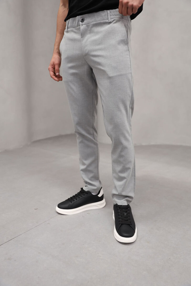 SEMI ELASTIC WAIST ONE COLOR MEN PANTS LIGHT GREY/GZ - 7