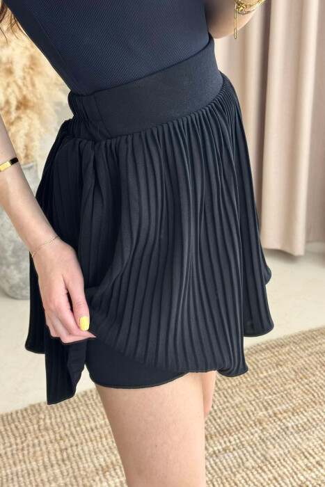 SEMI ELASTIC WAIST ONE COLOR SHORT WOMEN SKIRT BLACK/ E ZEZE - 4