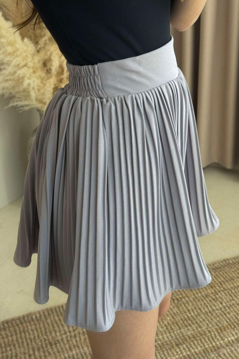 SEMI ELASTIC WAIST ONE COLOR SHORT WOMEN SKIRT GREY/GRI - 4