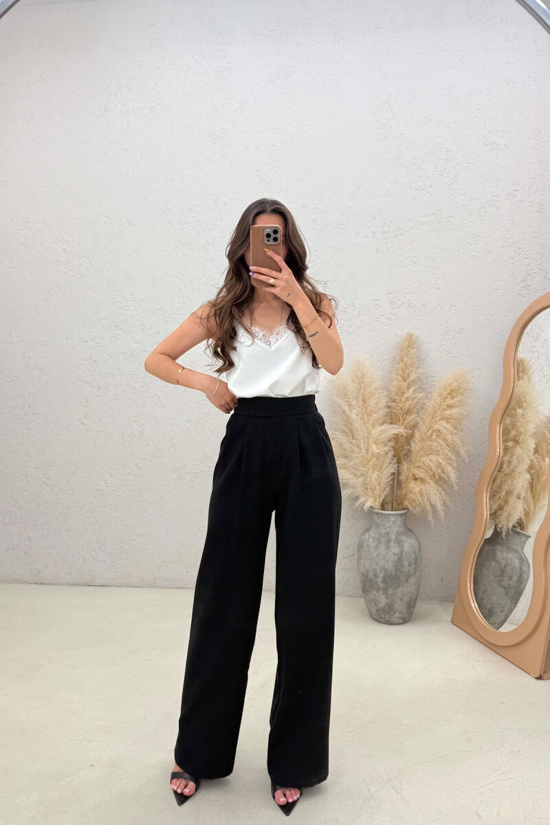 SEMI ELASTIC WAIST WOMAN TROUSERS BLACK/ E ZEZE - 1