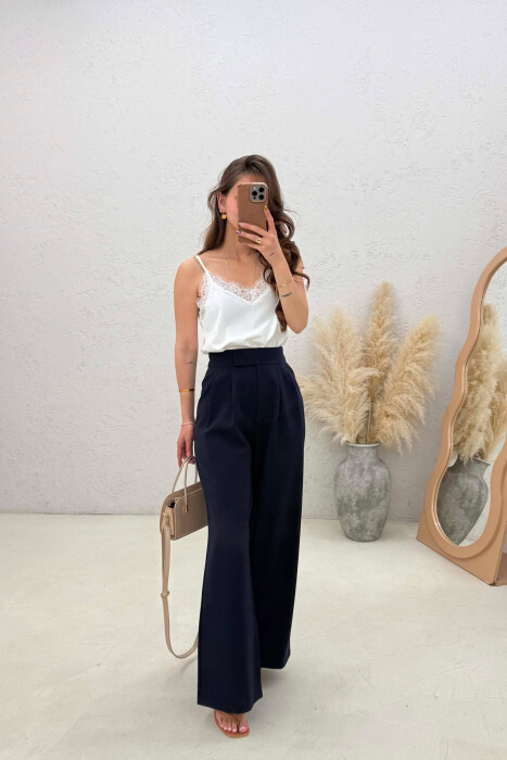 SEMI ELASTIC WAIST WOMAN TROUSERS BLUE/BLU - 4