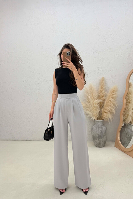 SEMI ELASTIC WAIST WOMAN TROUSERS GREY/GRI 