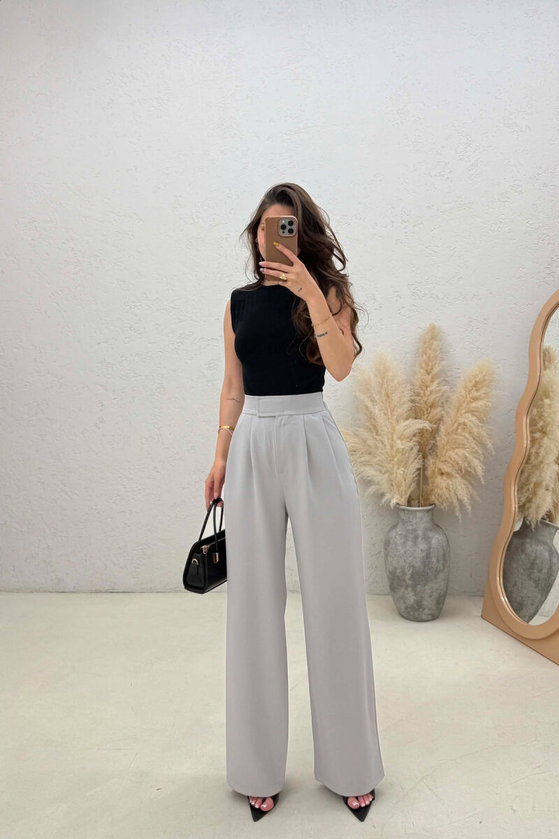 SEMI ELASTIC WAIST WOMAN TROUSERS GREY/GRI - 1