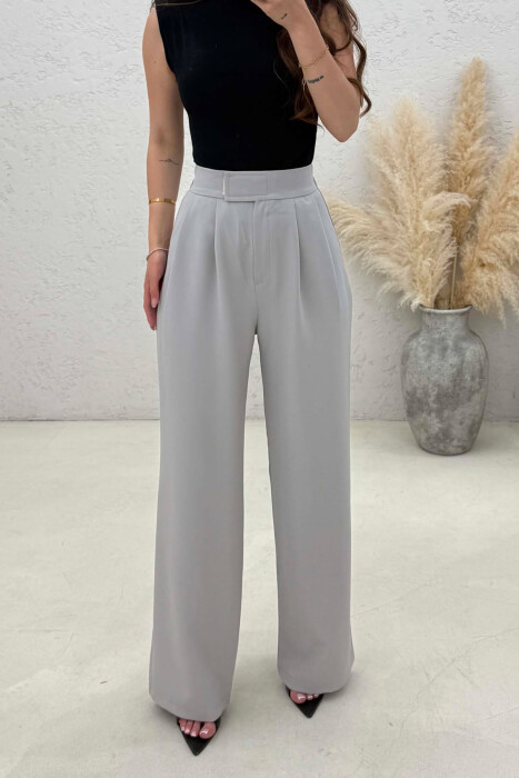 SEMI ELASTIC WAIST WOMAN TROUSERS GREY/GRI - 4
