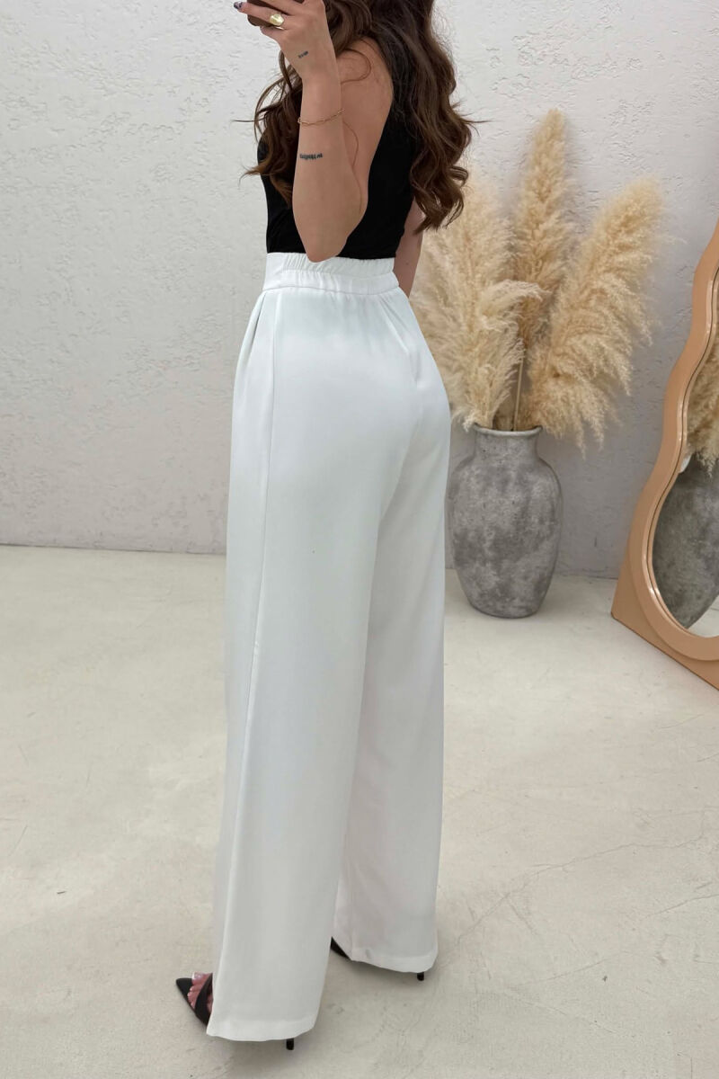 SEMI ELASTIC WAIST WOMAN TROUSERS WHITE-E BARDHE - 4