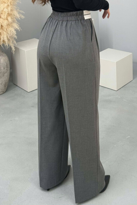 SEMI ELASTIC WIDE LEG WOMEN TROUSERS GREY/GRI - 3