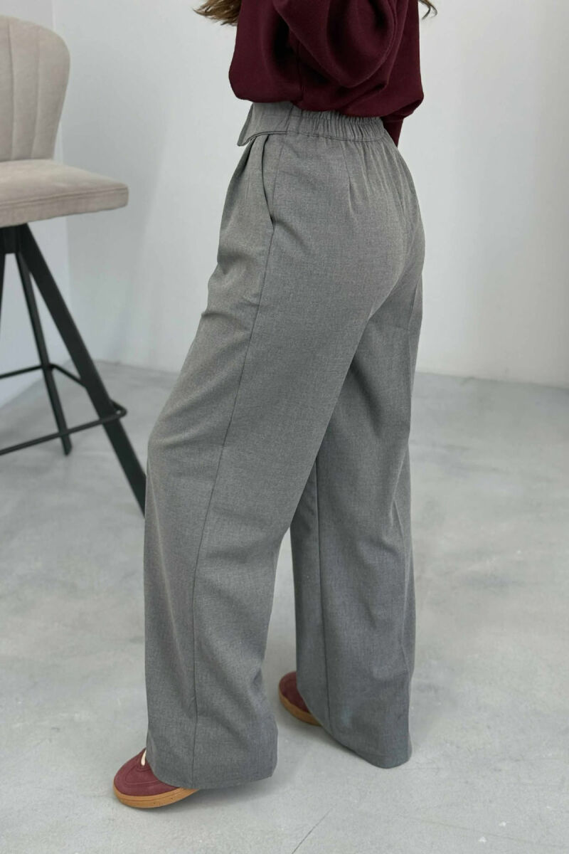 SEMI ELASTIC WIDE LEG WOMEN TROUSERS GREY/GRI - 4