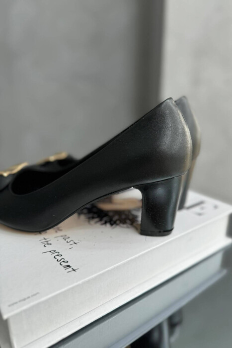 SEMI HEEL GOLD DETAIL WOMAN SHOES BLACK/ E ZEZE - 3