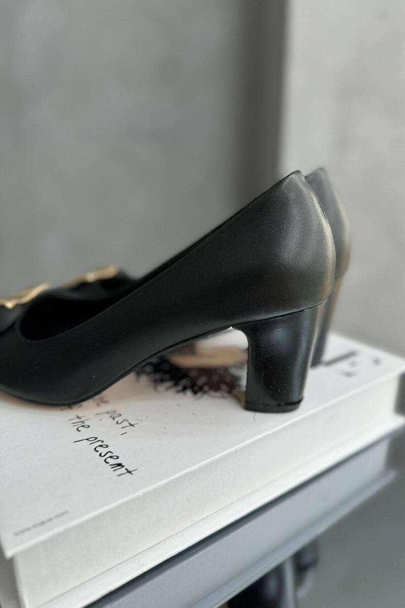 SEMI HEEL GOLD DETAIL WOMAN SHOES BLACK/ E ZEZE - 3