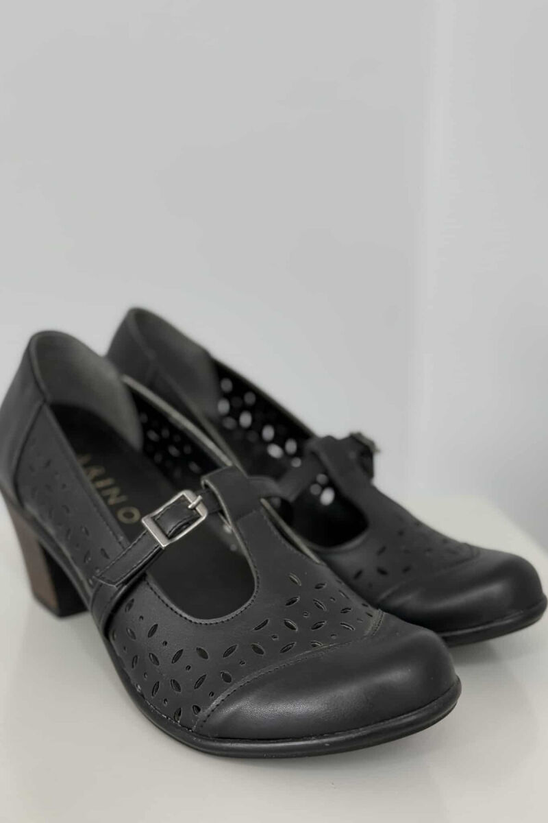 SEMI HEEL ONE COLOR WOMEN SHOES BLACK/ E ZEZE - 5