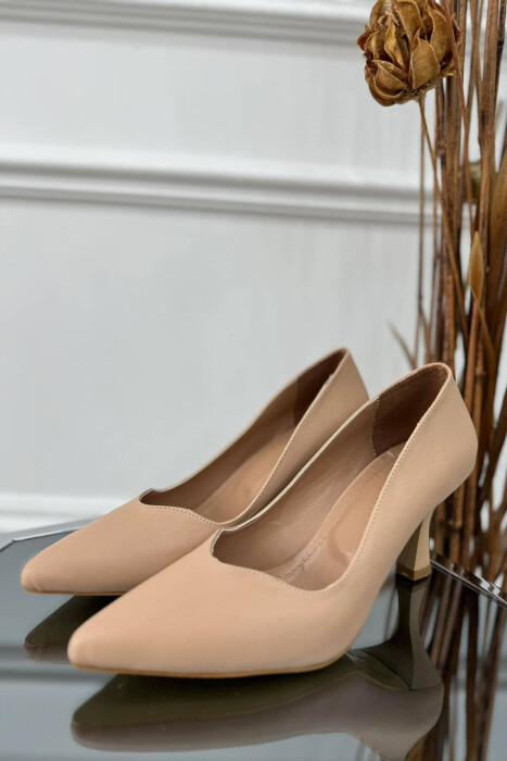 SEMI HEELS WOOD DETAILS BEIGE/BEZHE 