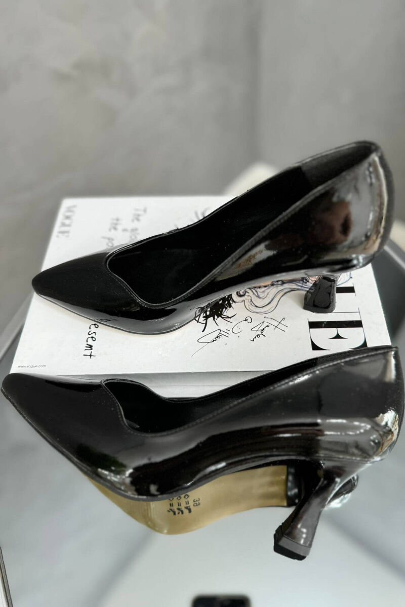 SEMI HEELS WOOD DETAILS GLOSSY BLACK-ZEZE SHKELQIM - 3