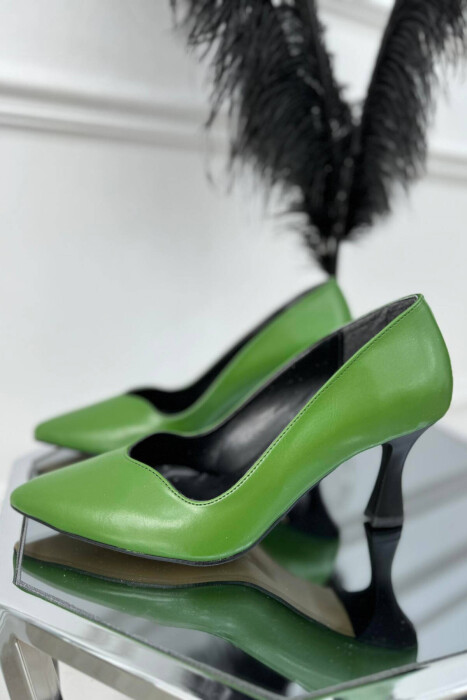 SEMI HEELS WOOD DETAILS GREEN/JESHILE - 1