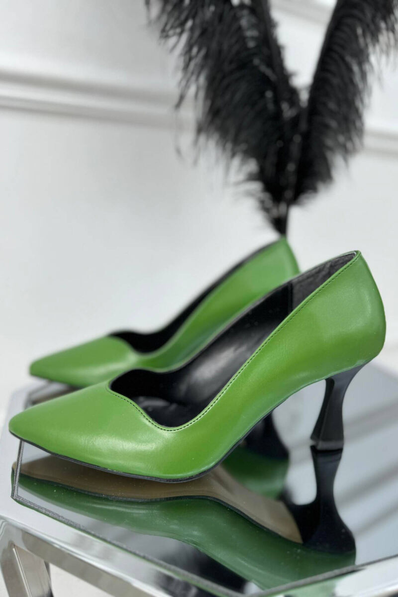 SEMI HEELS WOOD DETAILS GREEN/JESHILE - 1