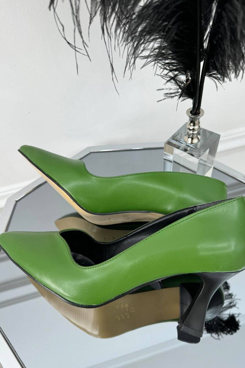 SEMI HEELS WOOD DETAILS GREEN/JESHILE - 2