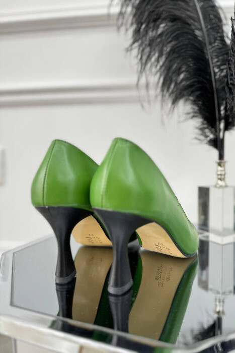 SEMI HEELS WOOD DETAILS GREEN/JESHILE - 3