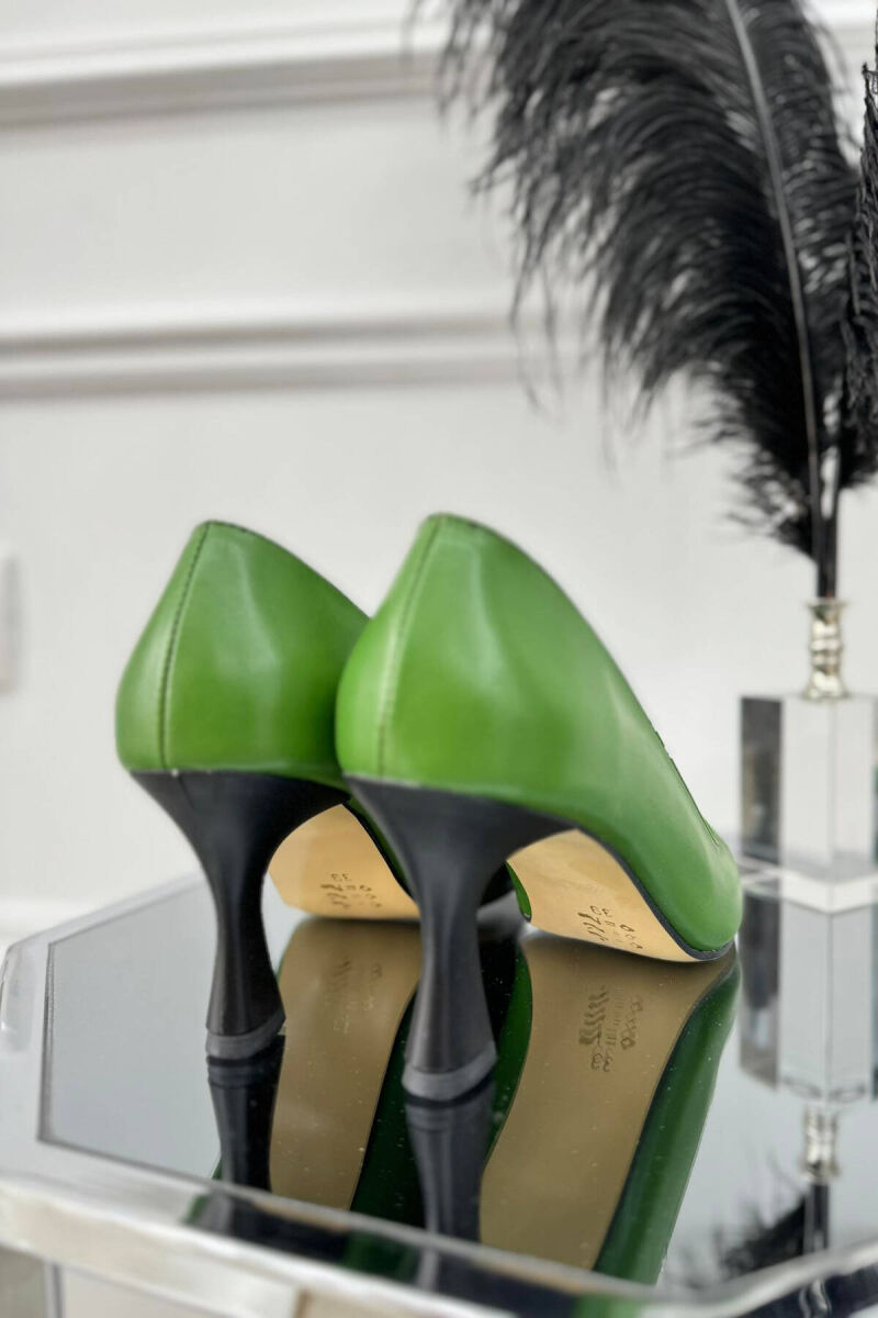 SEMI HEELS WOOD DETAILS GREEN/JESHILE - 3