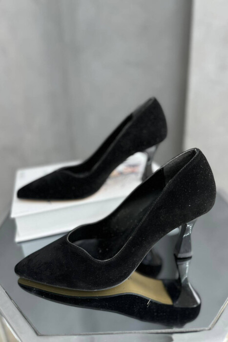 SEMI HEELS WOOD DETAILS KAMOSH ZEZE / BLAck - KLAUDIO FASHION