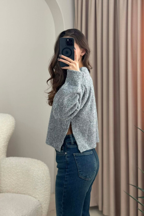 SEMI NECK SIMPLE WOMEN SWEATER GREY/GRI - 2