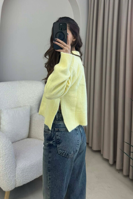 SEMI NECK SIMPLE WOMEN SWEATER YELLOW/E VERDHE - 4