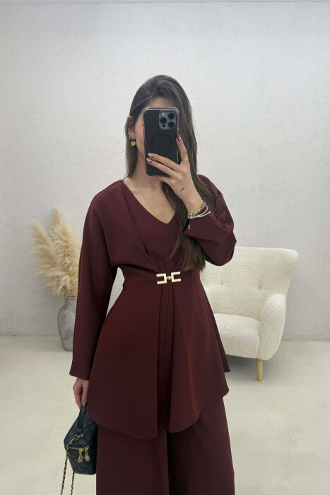 SET BLUZE+PANTALLONA PER FEMRA NE NGJYRE VISHNJE - 3