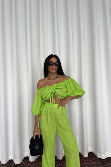 SET CROP TOP + PANTALLONA PER FEMRA NE NGJYRE NEON - 4