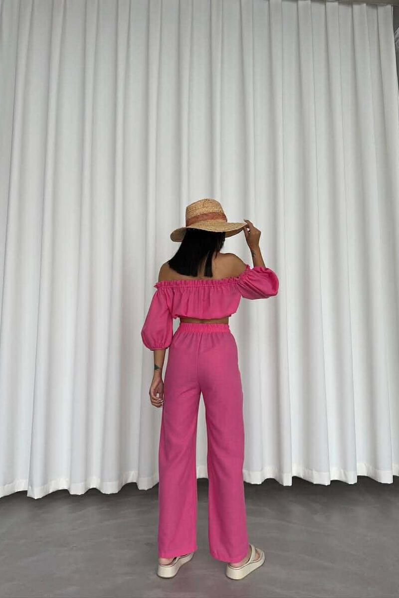 SET CROP TOP + PANTALLONA PER FEMRA NE NGJYRE ROZE - 4