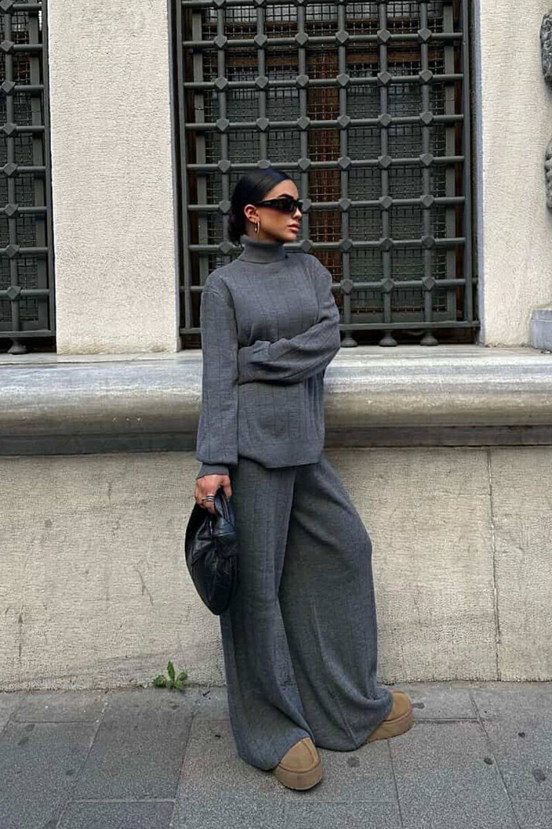 SET GOLF+PANTALLONA PËR FEMRA NË NGJYRËN GRI - 2