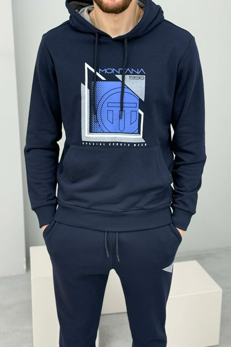 SET HOODIE ME IMAZH NE PJESEN PARA + TUTA PER MESHKUJ NE NGJYRE BLU - 2