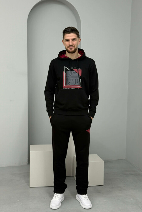 SET HOODIE ME IMAZH NE PJESEN PARA + TUTA PER MESHKUJ NE NGJYRE TE ZEZE - 1