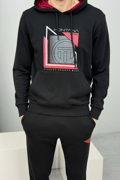 SET HOODIE ME IMAZH NE PJESEN PARA + TUTA PER MESHKUJ NE NGJYRE TE ZEZE - 2