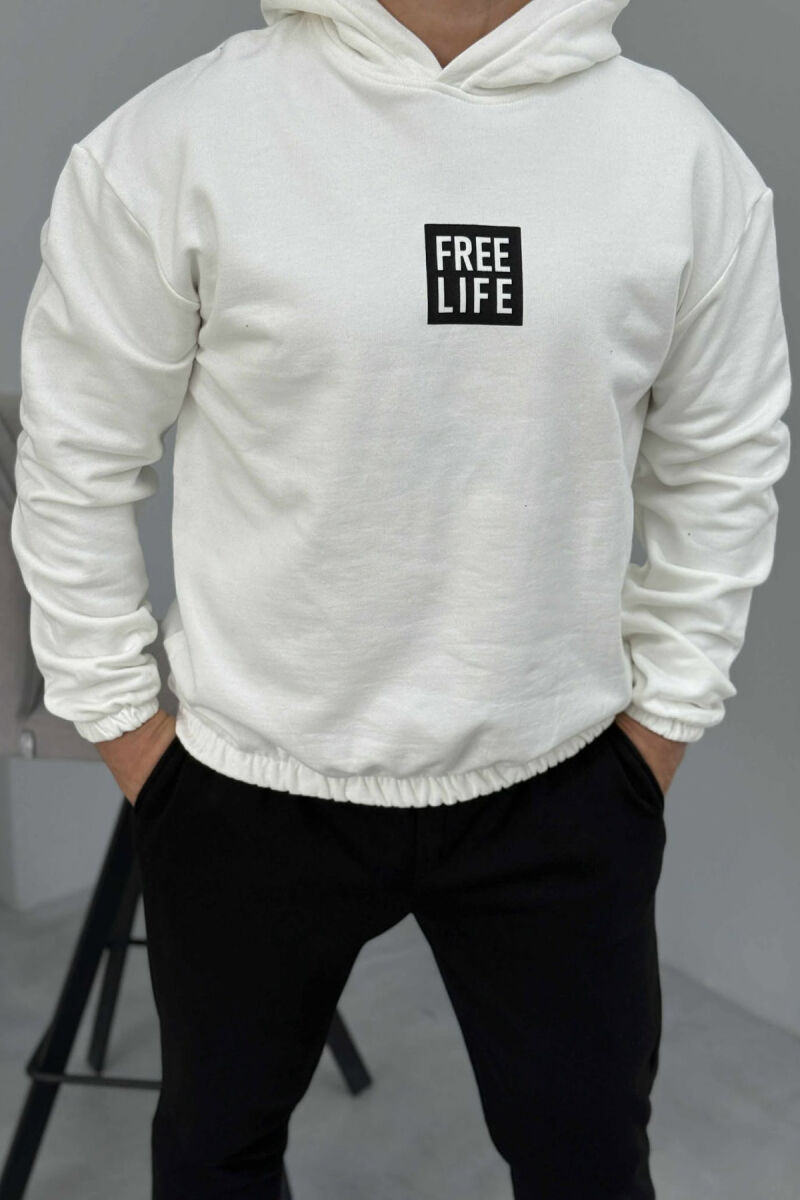 SET I THJESHTË HOODIE+TUTA PËR MESHKUJ NË NGJYRËN E BARDHË+E ZEZË - 4