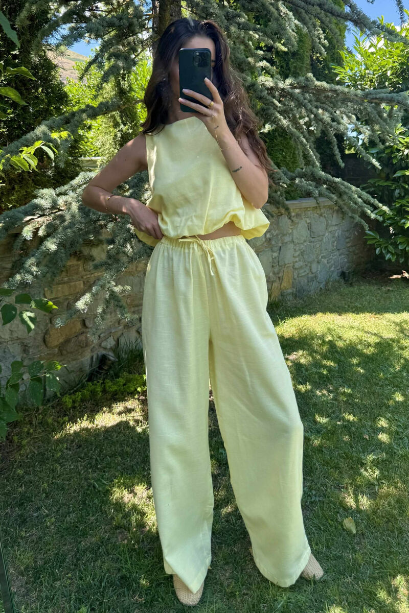 SET I THJESHTË KANATIERE+PANTALLONA PËR FEMRA NË NGJYRËN E VERDHË - 2