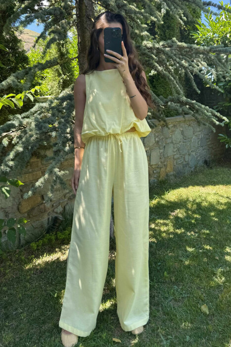 SET I THJESHTË KANATIERE+PANTALLONA PËR FEMRA NË NGJYRËN E VERDHË - 3