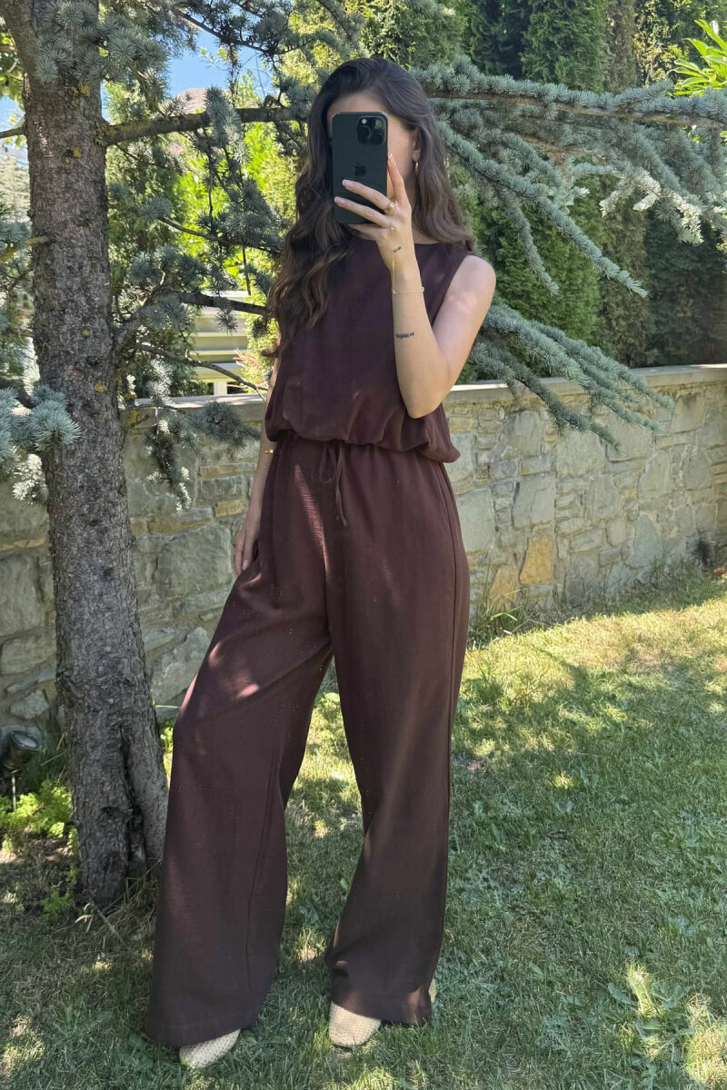 SET I THJESHTË KANATIERE+PANTALLONA PËR FEMRA NË NGJYRËN KAFE E ERRËT - 5