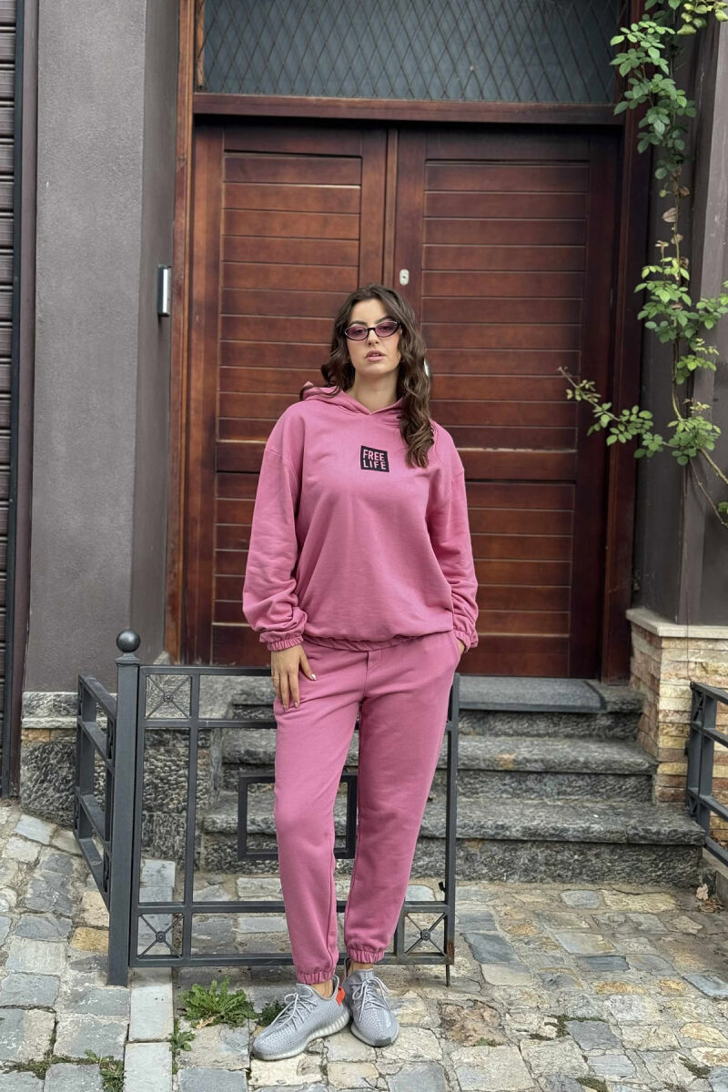 SET I THJESHTË ME SHKRIME HOODIE+TUTA PËR FEMRA NË NGJYRËN LEJLA E ZBARDHUR - 5