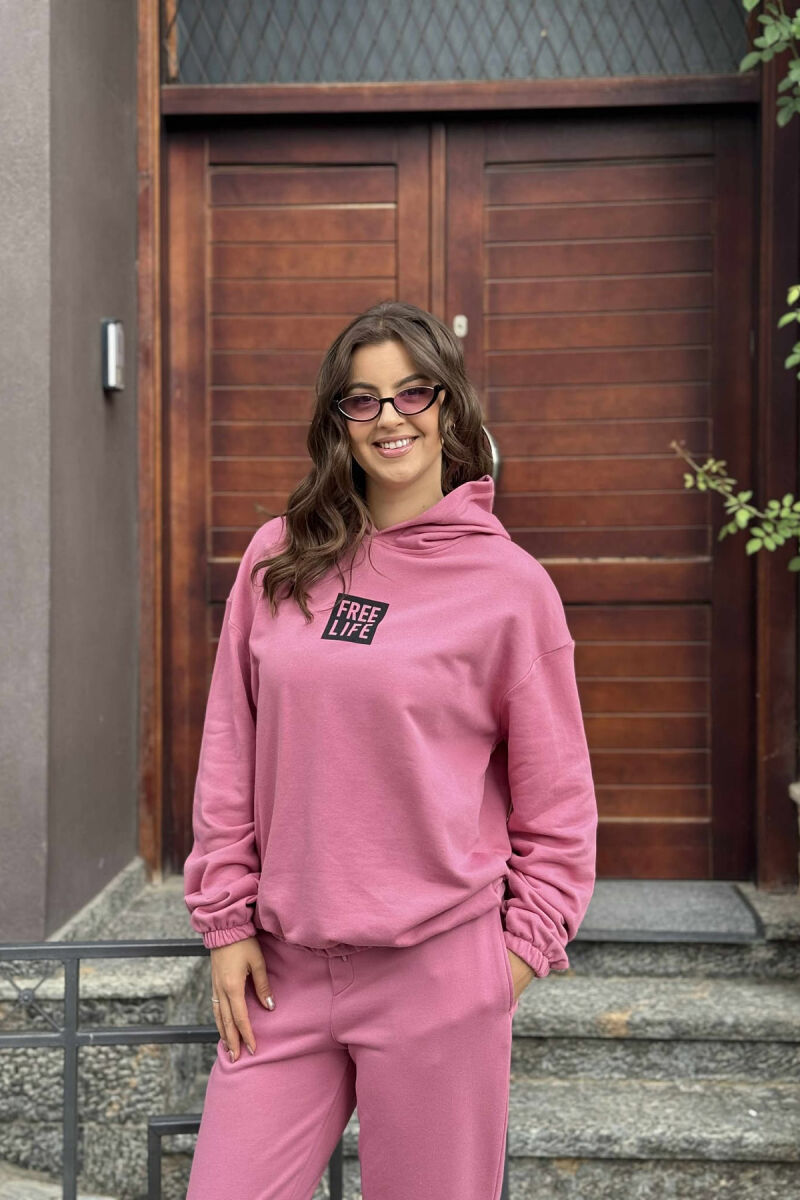 SET I THJESHTË ME SHKRIME HOODIE+TUTA PËR FEMRA NË NGJYRËN LEJLA E ZBARDHUR - 7