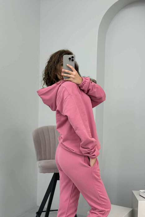 SET I THJESHTË ME SHKRIME HOODIE+TUTA PËR FEMRA NË NGJYRËN LEJLA E ZBARDHUR - 3