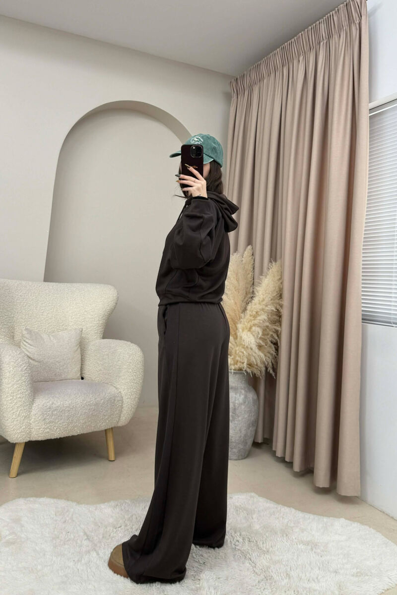 SET I THJESHTE NJE NGJYRESH HOODIE + TUTA PER FEMRA NE NGJYRE KAFE - 5