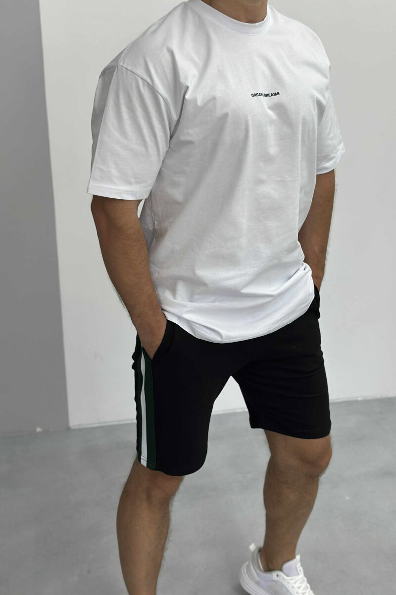 SET I THJESHTË T-SHIRT+PANTALLONA TË SHKURTRA PËR MESHKUJ NË NGJYRËN E BARDHË+E ZEZË - 2