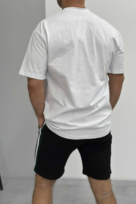 SET I THJESHTË T-SHIRT+PANTALLONA TË SHKURTRA PËR MESHKUJ NË NGJYRËN E BARDHË+E ZEZË - 4